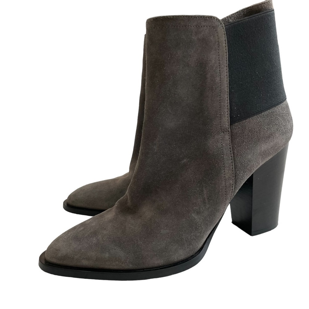 Vince Ellen High Heel Bootie in Gray/Black Women's Size 8.5M Suede Upper